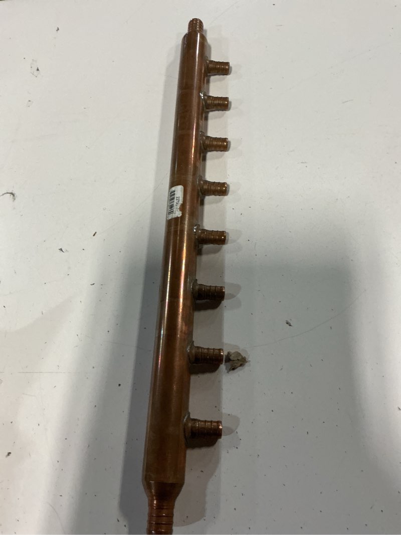 Condition photo showing As Is for sharkbite 8 port open crimp copper multi-port tee, plumbing fittings, pex pipe, pe-rt, 22790