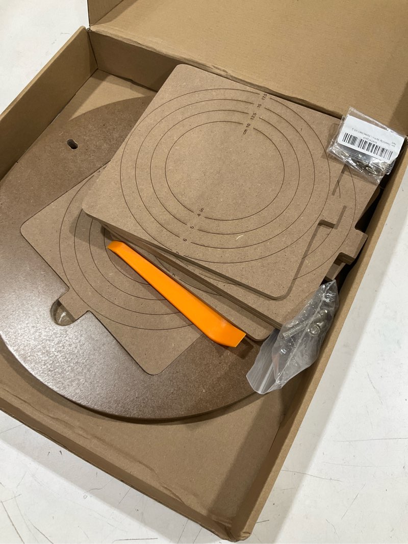 Condition photo showing Good Condition for yncotte pottery bats system, mdf 12” round outer bat with 6 pack of 7" square inner bats, removable inserts & wheel pins durable design for throwing pottery