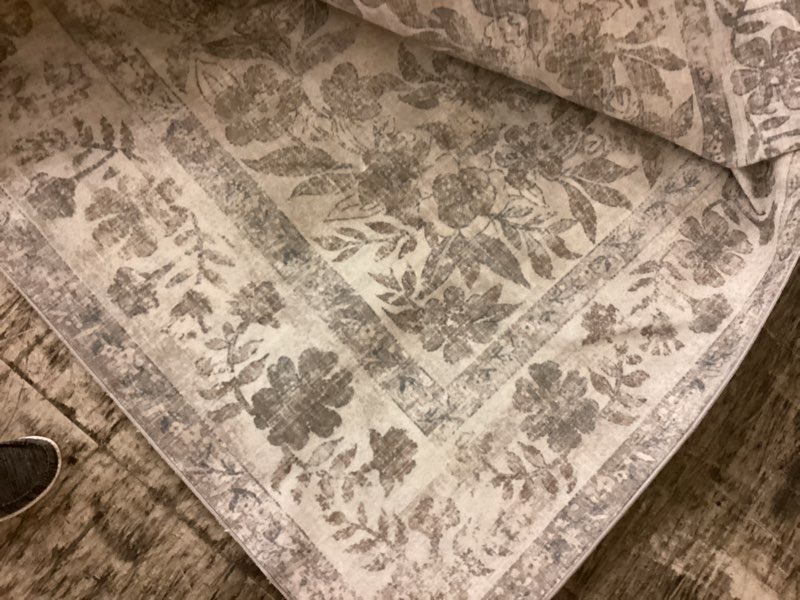 Condition photo showing Good Condition for purecozy 8x10 area rug beige washable vintage distressed living room carpet large bedroom indoor medallion floral non slip retro throw floor mat for office dining room kitchen bathroom 8' x 10' (rectangular) vintage beige/cream