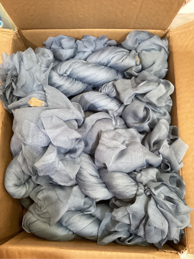 Condition photo showing As Is for teruntrue 100 pack dusty blue cloth napkins cheesecloth napkins set of 100 gauze napkins bulk washable boho dinner table napkins wedding party baby shower birthday party decorations?20 x 20 inch dusty blue 100