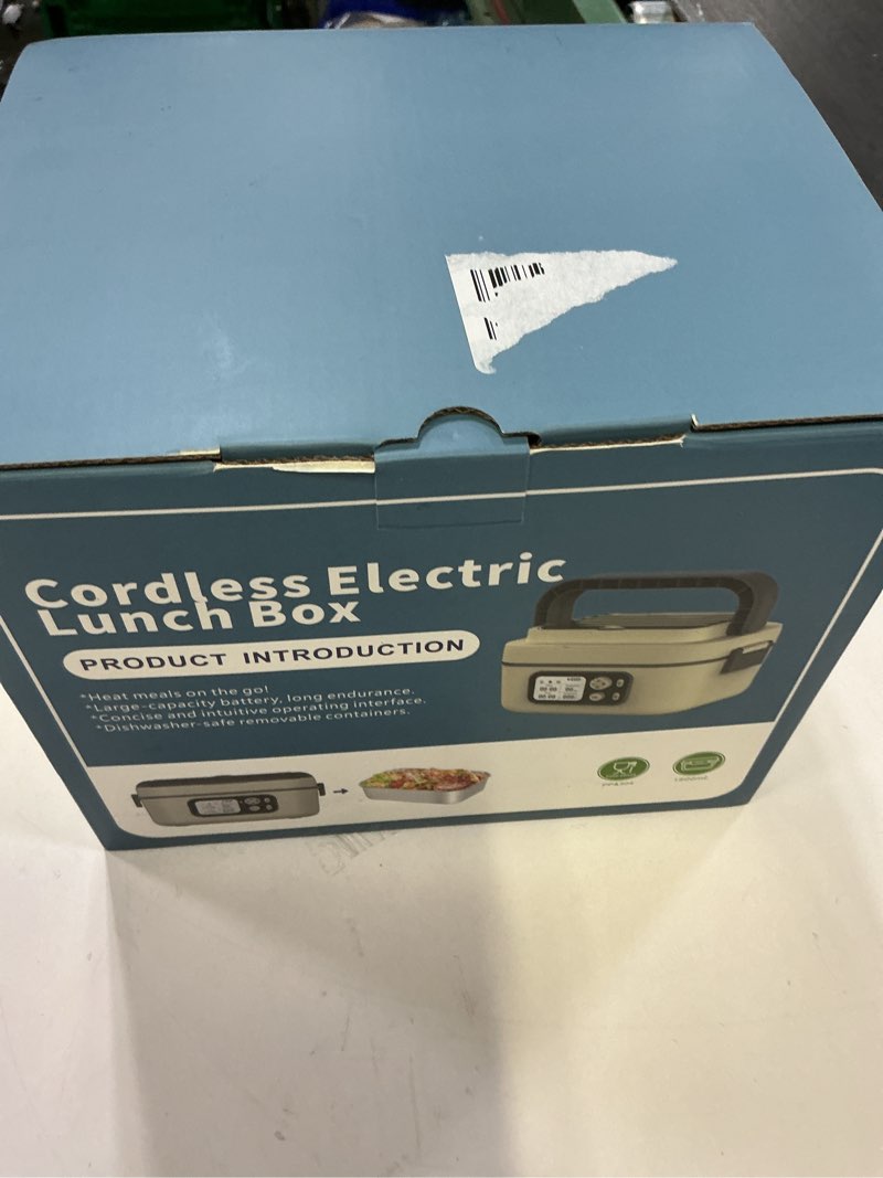 Condition photo showing New/Like New for 6.3-Cup Cordless Electric Lunch Box for Adults, 24000mAh Heated Lunch Box For Men Battery Powered with Automatic Heating, 100W Self-Heating Portable Food Warmer for Hot Meals Anywhere, Black