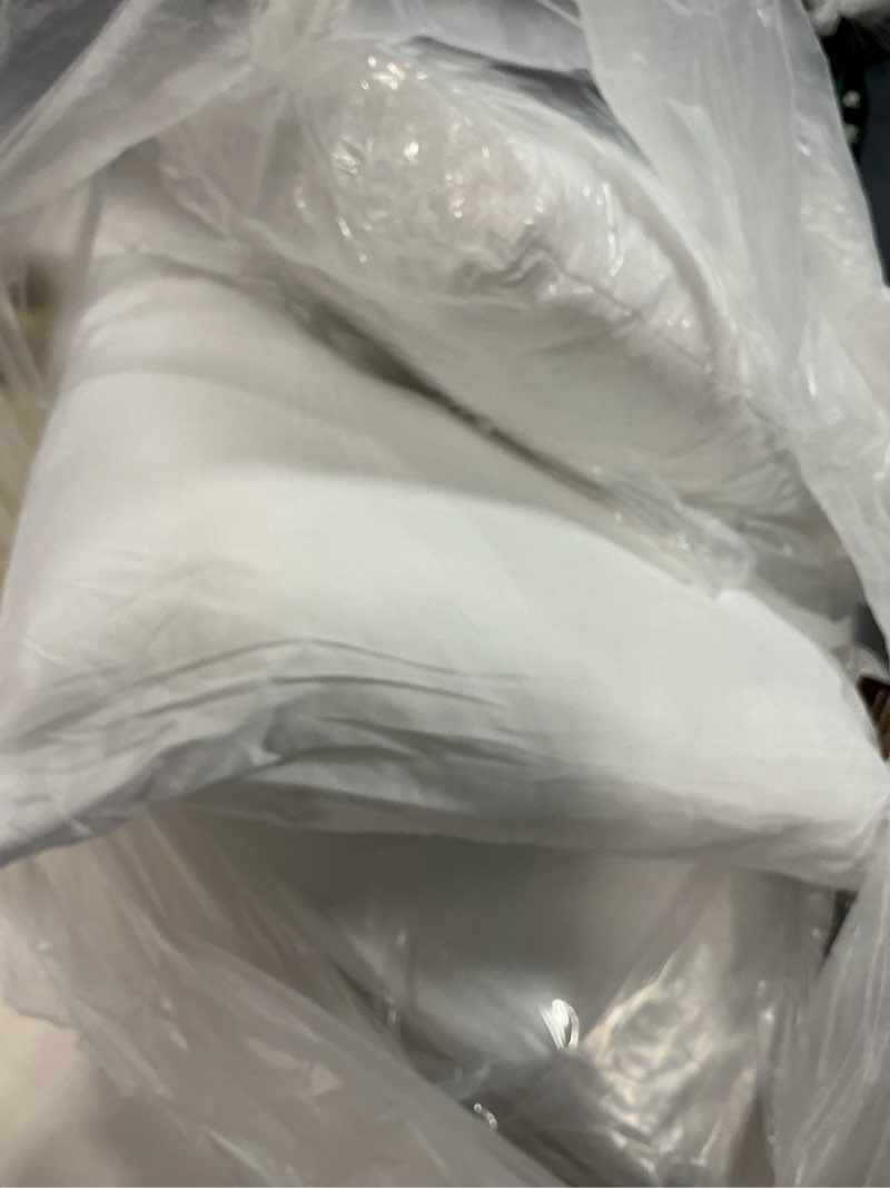 Condition photo showing As Is for EDOW Throw Pillow Inserts, Set of 4 Lightweight Down Alternative Polyester Pillow, Couch Cushion, Sham Stuffer, Machine Washable. (White, 18x18) 18"x18"