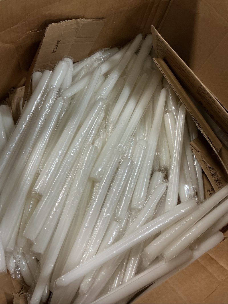 Condition photo showing Good Condition for white taper candles?taper candles 10 inch dripless?unscented & smokeless candlesticks bulk?7-8 hours long burning tall candles?ideal for christmas weddings parties dinner  taper candle white