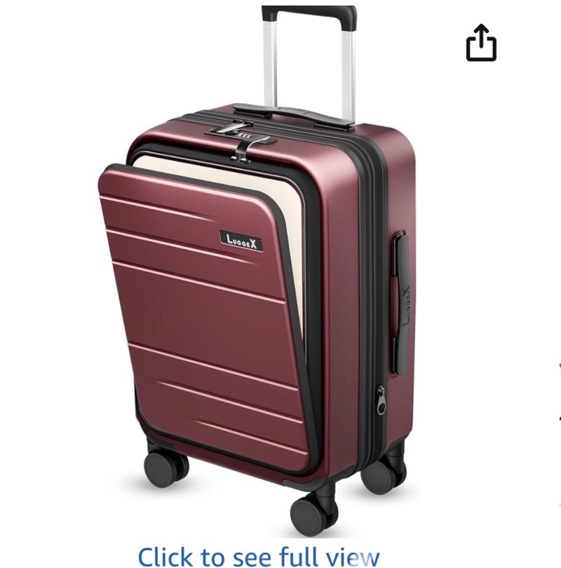 carry on luggage 22x14x9 airline approved, flo5 expandable polycarbonate suitcase with front pocket 