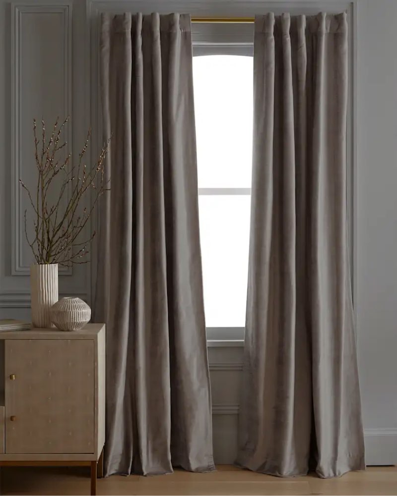 luster velvet curtain, single panel, silver 48” x96”