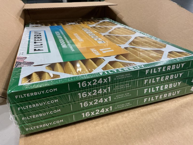 Condition photo showing New/Like New for filterbuy 16x24x1 air filter merv 8 essential dust & allergy defense (4-pack), electrostatic pleated hvac ac furnace filters replacement, made in usa (actual size: 15.38 x 23.38 x 0.75)