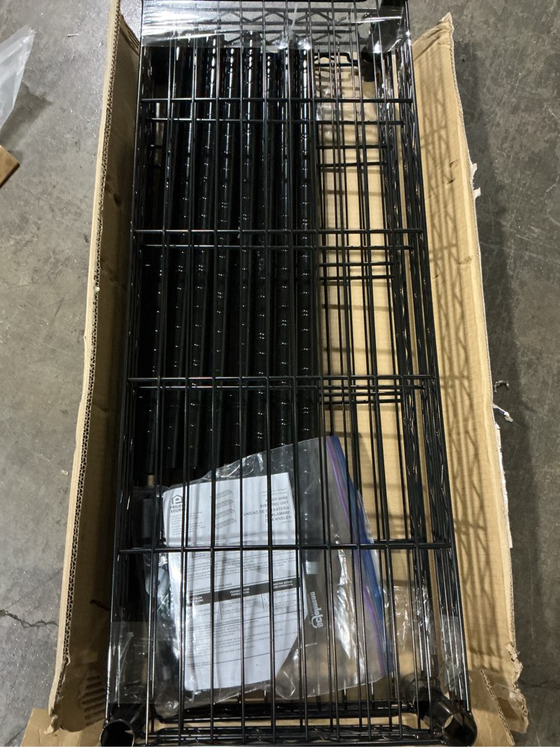 Condition photo showing Good Condition for project source 35.7-in w x 14-in d x 53-in h 4 -tier black metal wire utility shelving unit