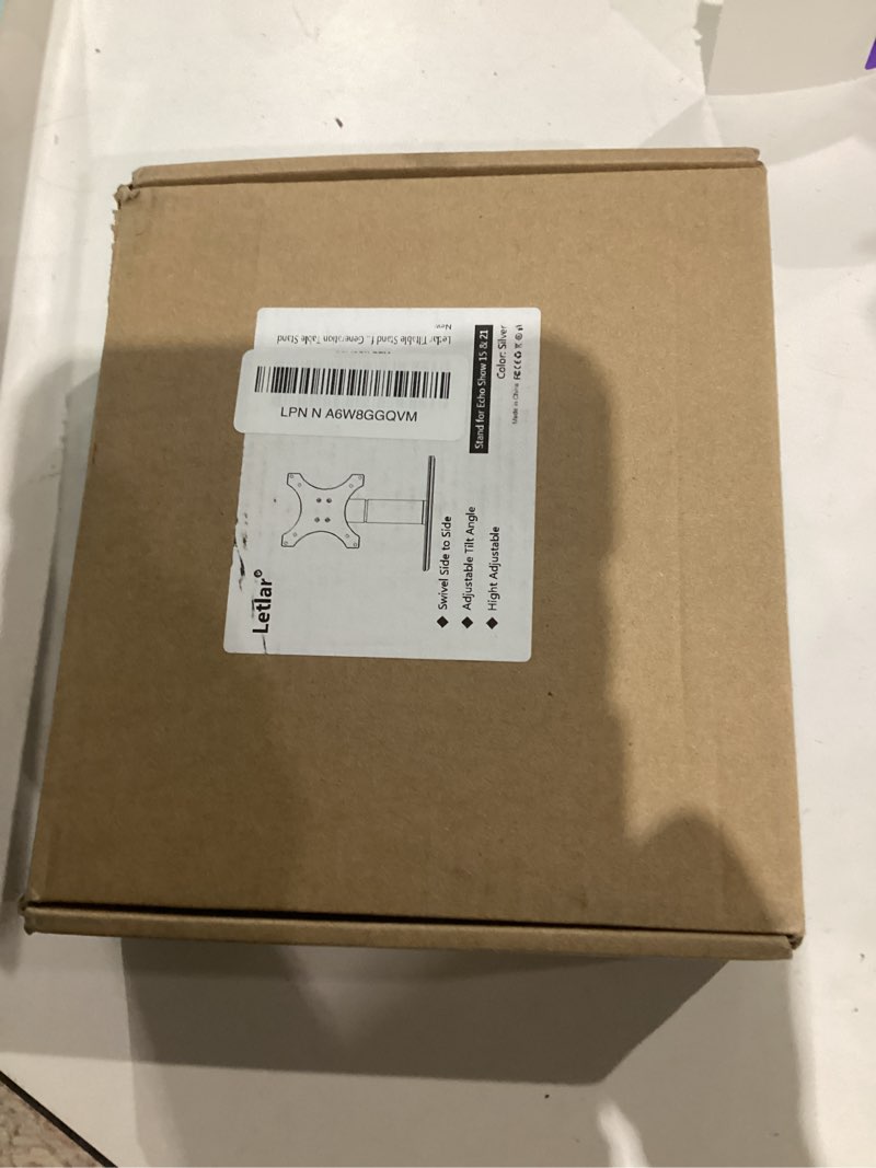 Condition photo showing As Is for Tiltable Stand for Show 21 and 15 (1st, 2nd Gen), Rotatable Table Holder for Alexa 21, Metal Desktop Base for Echo 15 Silver-UN