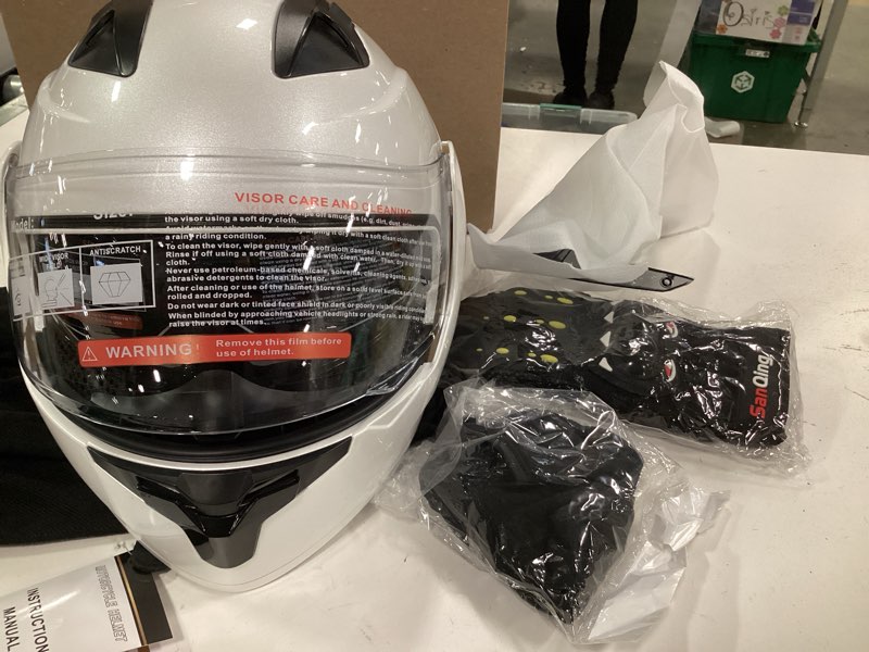 Condition photo showing Good Condition for ( similar products) ( size medium) SPARK DOT Approved Modular Flip-Up Dual Visor Motorcycle Full Face Helmet for Adults Men & Women (white) 