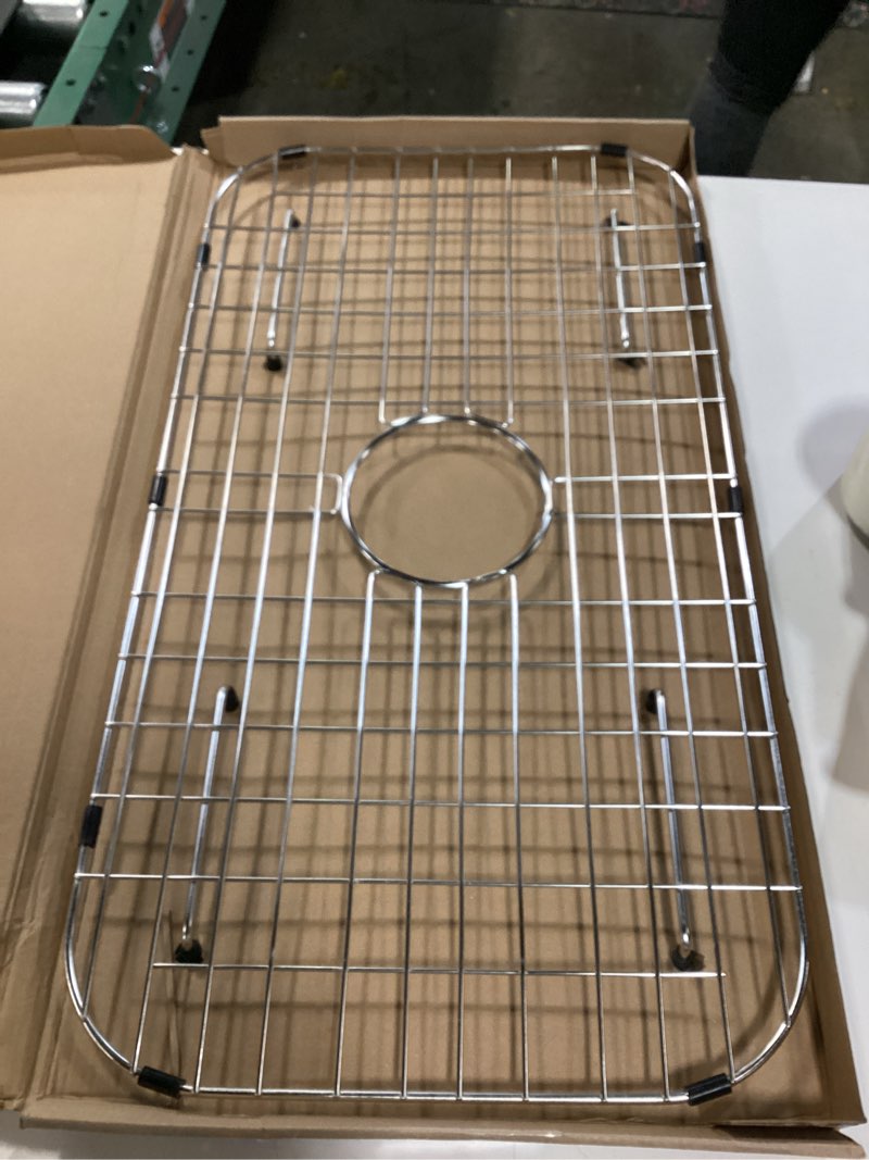 Condition photo showing Good Condition for Sink Protector Grid 26-1/16" x 14-1/16", Centered Drain with Corner Radius 3-1/2", 304 Stainless Steel Material Sink Grid - Centered Drain 26-1/16" x 14-1/16" Centered Drain