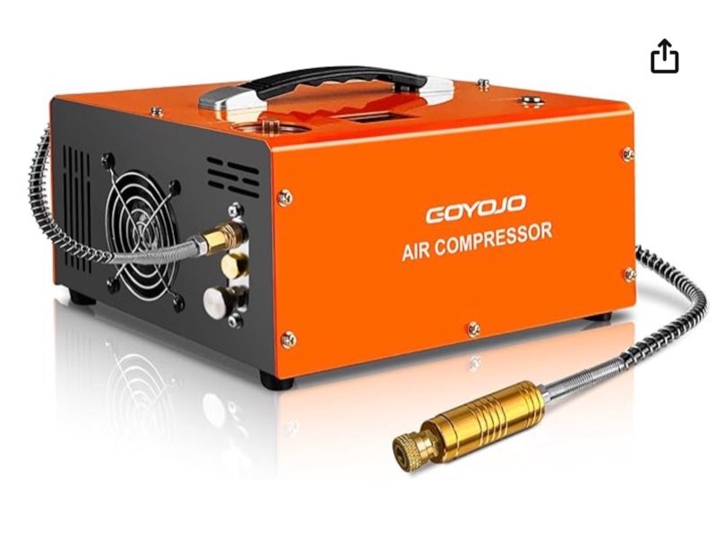 PCP Air Compressor 4500Psi/30Mpa, 350W Oil-Free Fast Fill Pump with Auto Shut-Off, Dual Power 12V DC. Not Tested