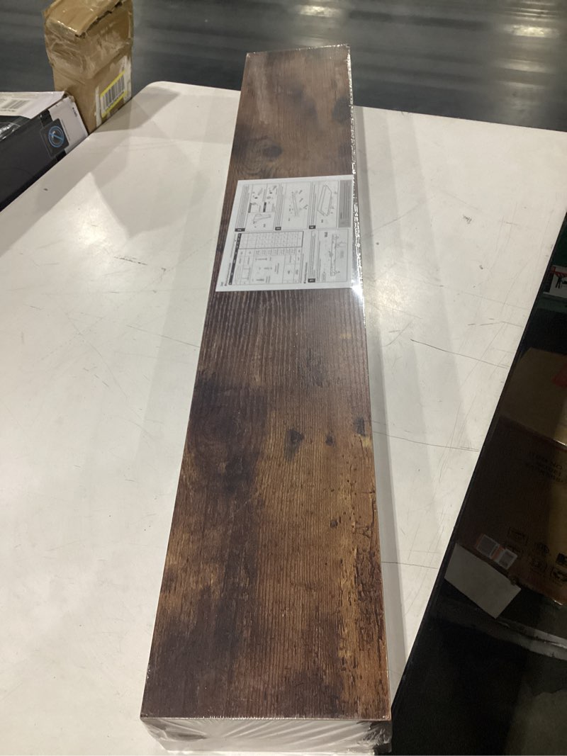 Condition photo showing As Is for fun memories floating shelves for wall, 24inch floating shelves set of 2, hanging shelf with invisible brackets, wood shelves for living room, bedroom, kitchen, oak oak 2 24"w x 6.5"d