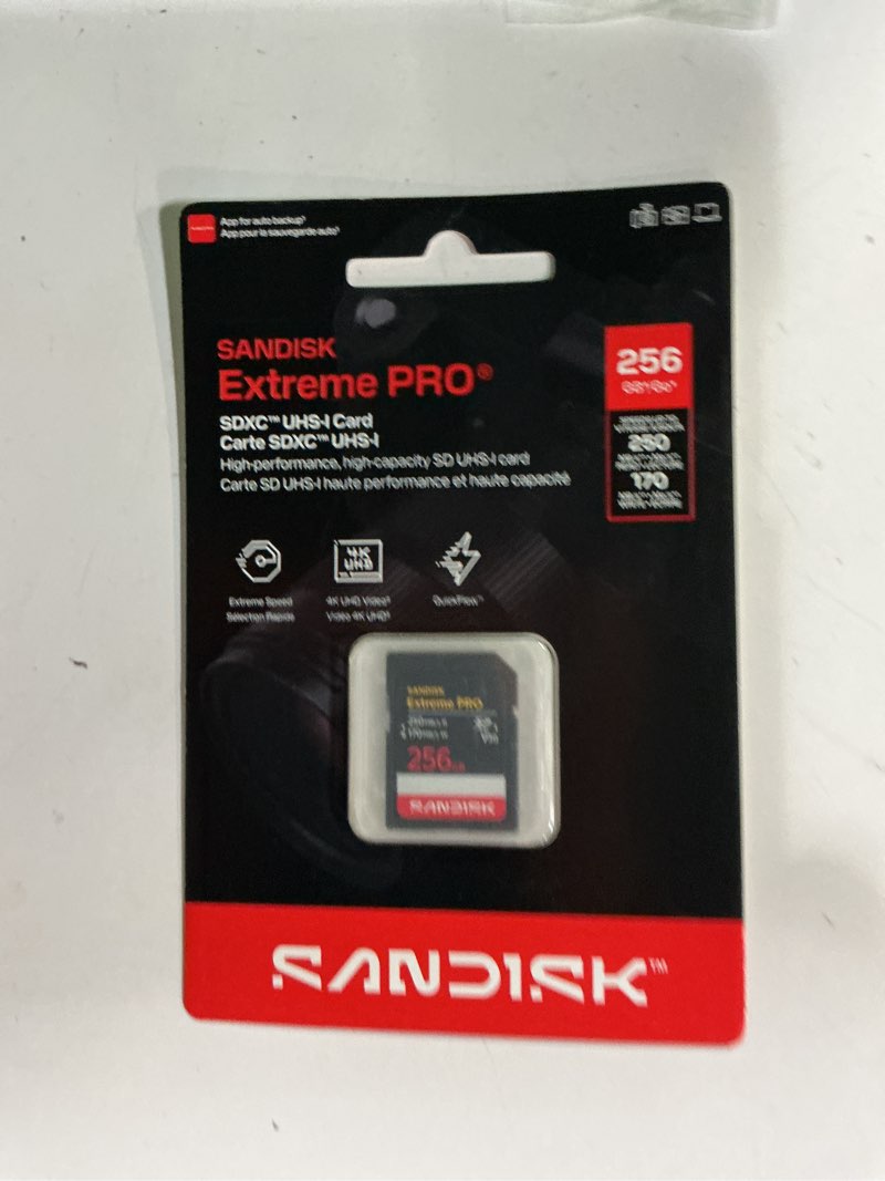 Condition photo showing New/Like New for sandisk 256gb extreme pro sd uhs-i card - up to 250mb/s read speed and 170mb/s write speed, 4k uhd, full hd, u3, and v30 - sdsdxxj-256g-gscin new version 256gb