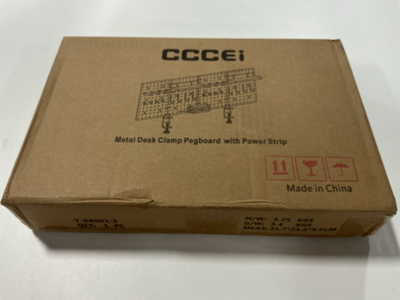 Condition photo showing New/Like New for CCCEI Desk Organizer and Storage with Charging Station, Navy Blue Clamp on Table Pegboard, Gaming Standing Office Supplies Shelf Accessorie, Metal Peg Board Privacy Panels, Gifts for Men, 6FT.