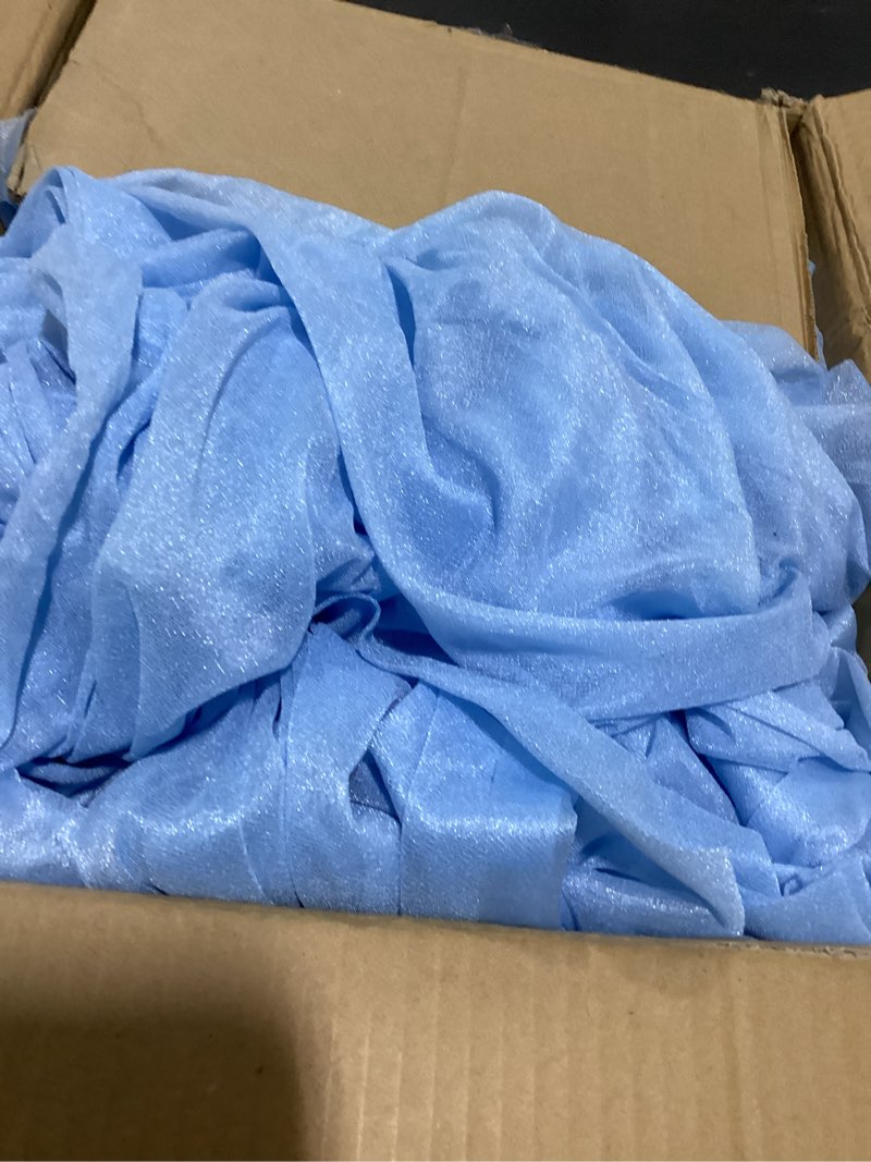 Condition photo showing As Is for Baby Blue Wedding Ceiling Drapes Curtains Drapery Fabric Chiffon Ceiling Draping Fabric for Wedding Birthday Party Engagement Banquet Stage Swag - 5ft X 30ft, 6 Panels