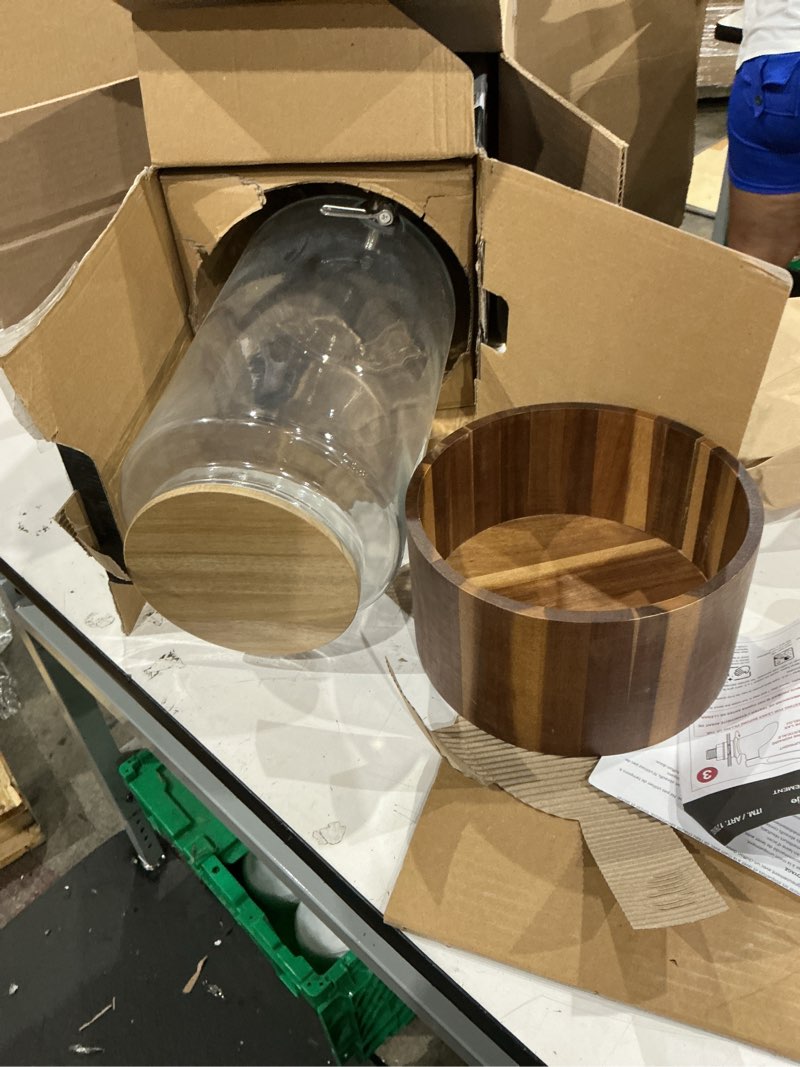 Condition photo showing Good Condition for the studio tu glass drink dispanser with acacia wood stand