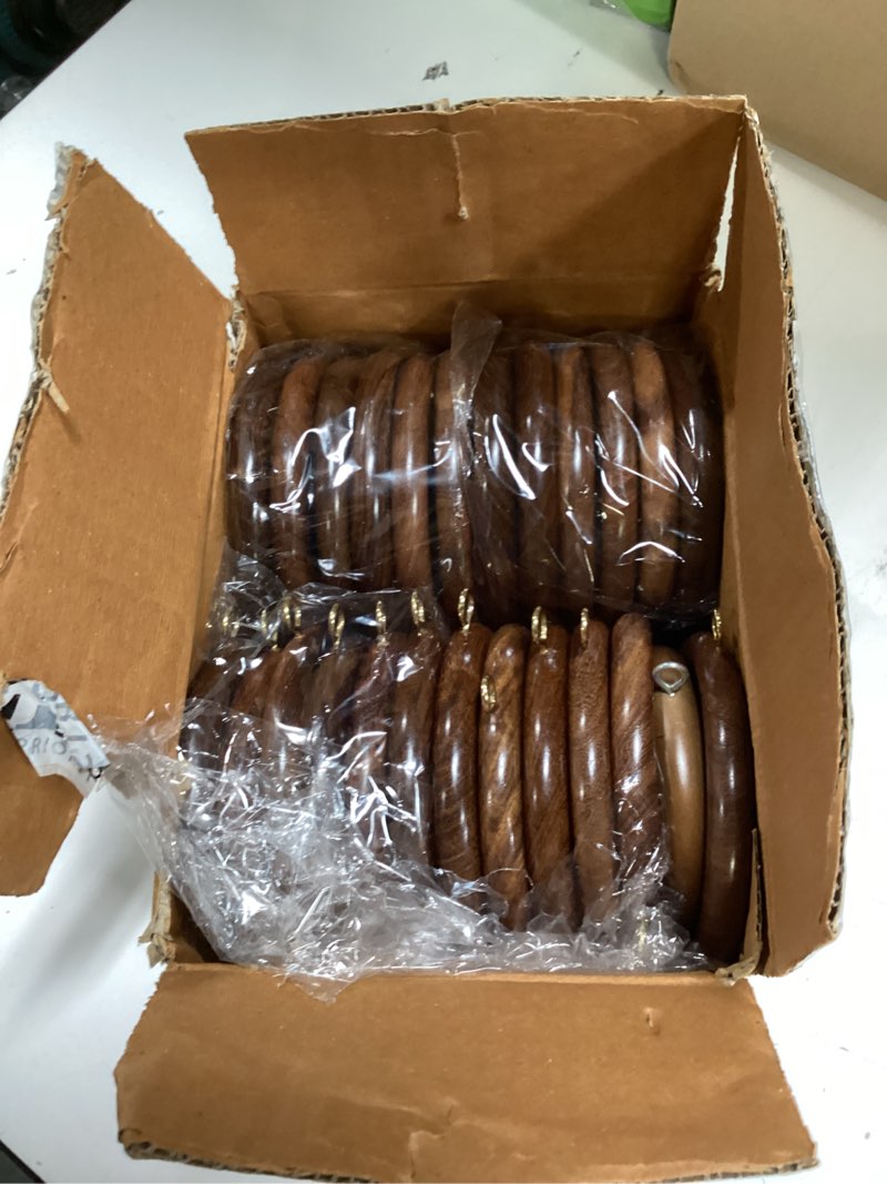 Condition photo showing Good Condition for 24pieces 3.5 inch wooden drapery curtain rod rings for 1.5-2 inch rod pole, 2.7 inch inner dia, natural rosewood (24, 2.7 inch inner dia) 24 2.7 inch inner dia
