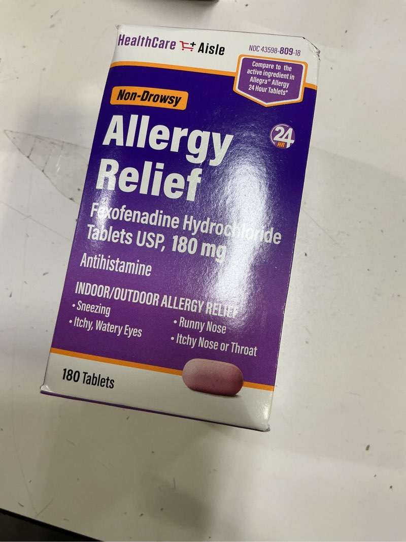Condition photo showing New/Like New for (exp:2026/03)healthcareaisle allergy relief - fexofenadine hydrochloride tablets usp, 180 mg - 180 tablets - allergy medication, non-drowsy 24-hour relief 180 count (pack of 1) 180mg