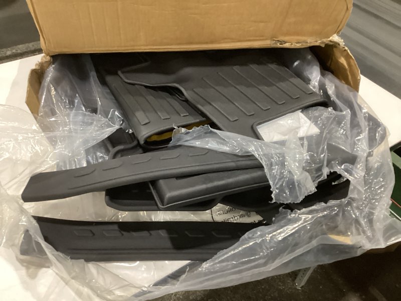 Condition photo showing As Is for floor mats set for 2021-2025 2026 toyota sienna (only for 7 seats), all weather tpe backrest mat trunk lower well mat cargo liner door sill guards accessories (7 seats full mats set) 7 seats full mats set for full coverage