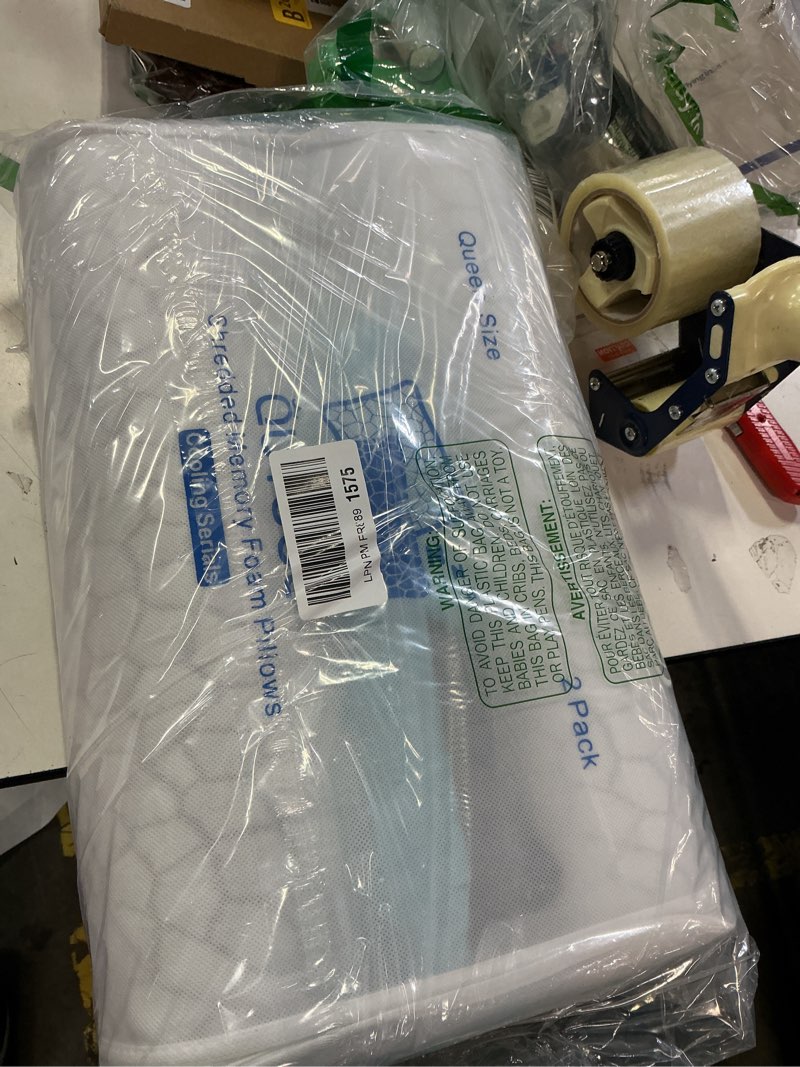 Condition photo showing New/Like New for QUTOOL Cooling Pillow for Sleeping 2 Pack, Luxury Shredded Memory Foam Bed Queen Pillows Set of 2, Cool Pillow for Hot Sleepers Adjustable Firm Pillow for Side, Back, Stomach Sleepers Soft Yet Support White-cooling Basic Queen(2 Pack)-20'*30'