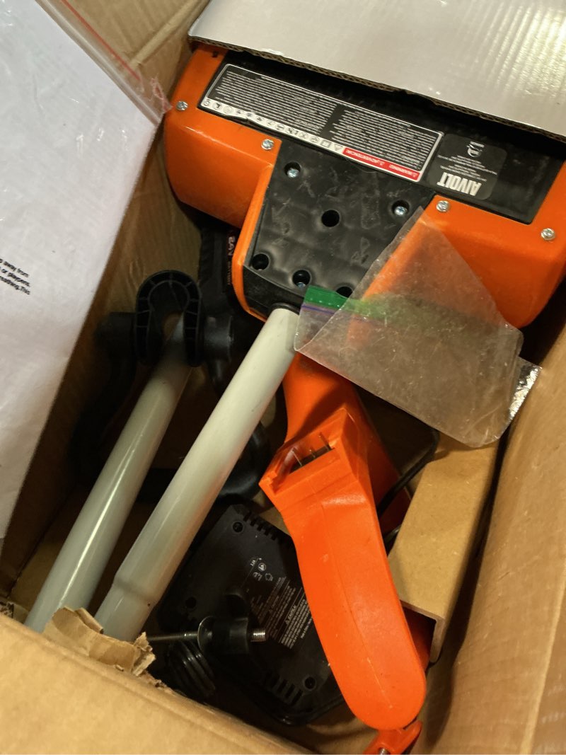 Condition photo showing As Is for Cordless Snow Shovel, 24V | 13-Inch | 4-Ah Battery Powered Snow Blower, 400W Motor, Battery & Fast Charger Included, Electric Snow Removal for Driveways, Steps and Walkways Black & Orange