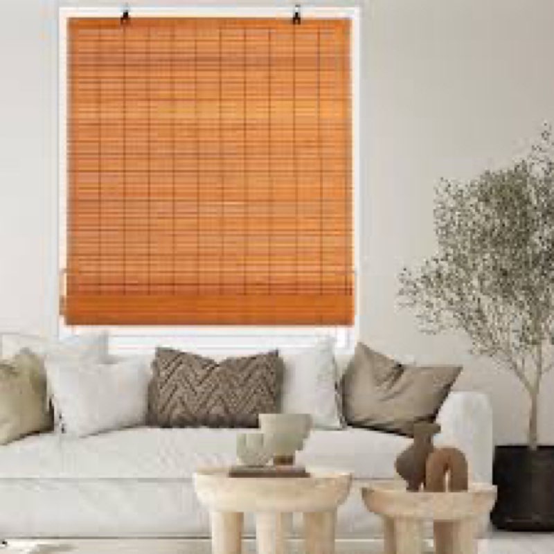 Chryeiiu 36''W X 72''H Cordless Bamboo Roman Shades, Light Filtering Roll Up Bamboo Blinds for Inter