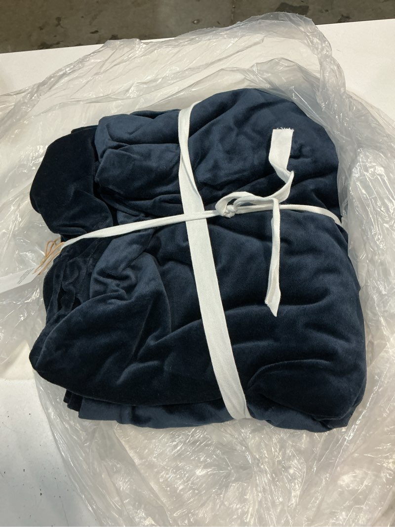 Condition photo showing Good Condition for quince cotton velvet curtain, 48x84, navy single panel