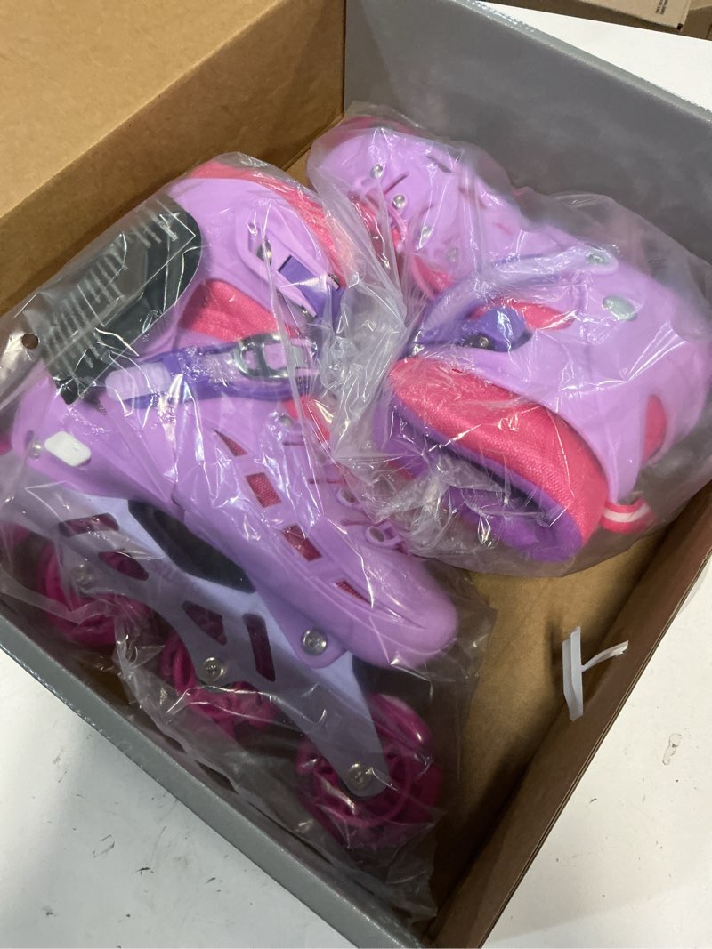 Condition photo showing New/Like New for (Size: L)SWAY Inline Skates 4 Size Adjustable for Girls and Boys, All Wheels Light Up, Outdoor Inline Skates for Kids and Youths Age 4-16, Lightweight & Comfortable for Beginner Medium - Big Kid(1-4 US) pink 