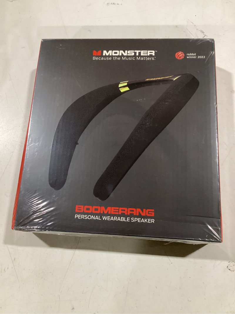 Condition photo showing New/Like New for Monster Boomerang Neckband Bluetooth Speaker, Neck Wireless Wearable Speaker with 12H Playtime, True 3D Stereo Sound, Portable Soundwear, IPX7 Waterproof, for Home Sport Outdoor
