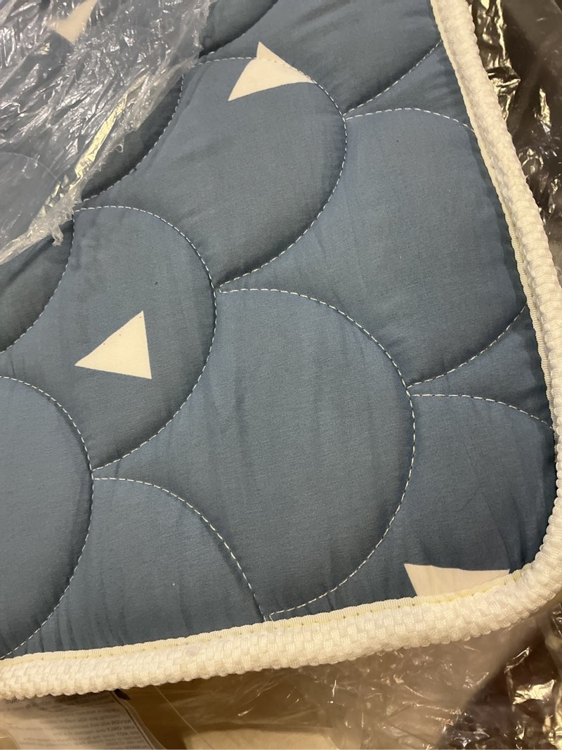 Condition photo showing Good Condition for Mini Crib Mattress 38" x 24" x 4"- Firm Support and Comfort Premium Foam,Noiseless and Odorless,Hypoallergenic Mini Crib Mattress,Fits Mini and Portable Cribs,Dual Sided with Soft Breathable Fabric Starry Sky Blue 38x24x4