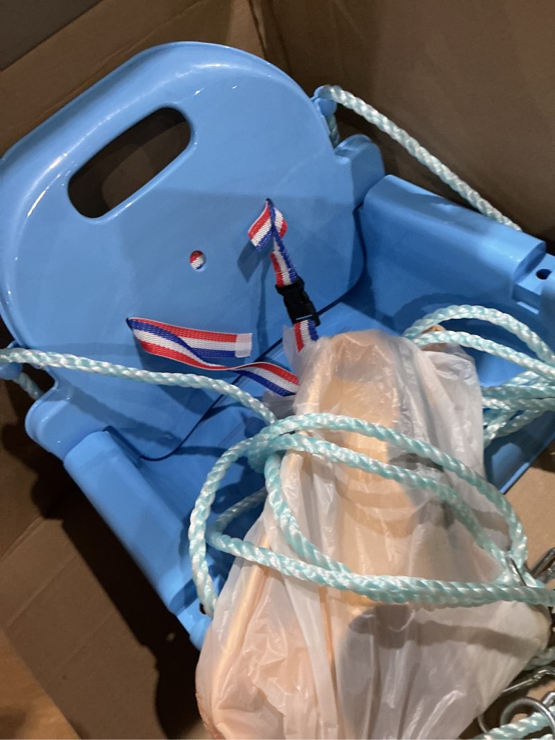 Condition photo showing As Is for nets tribe toddler swing, 3-in-1 baby swing seat, anti-flip snug & secure detachable kids swing set, infants to teens swing seat for playground indoor outdoor. (macaron blue)