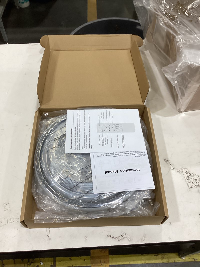 Condition photo showing New/Like New for modern ceiling lights, 6 rings dimmable chrome led ceiling light fixtures with remote control, 60w close to ceiling lighting for living room, bedroom, dining room