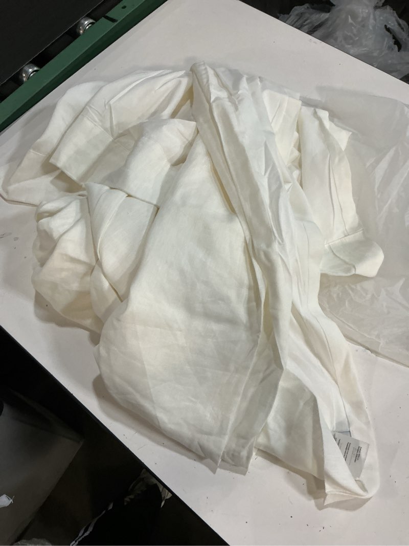 Condition photo showing Good Condition for quince heavyweight european linen curtain 1 panel white 48 in x 96 in 