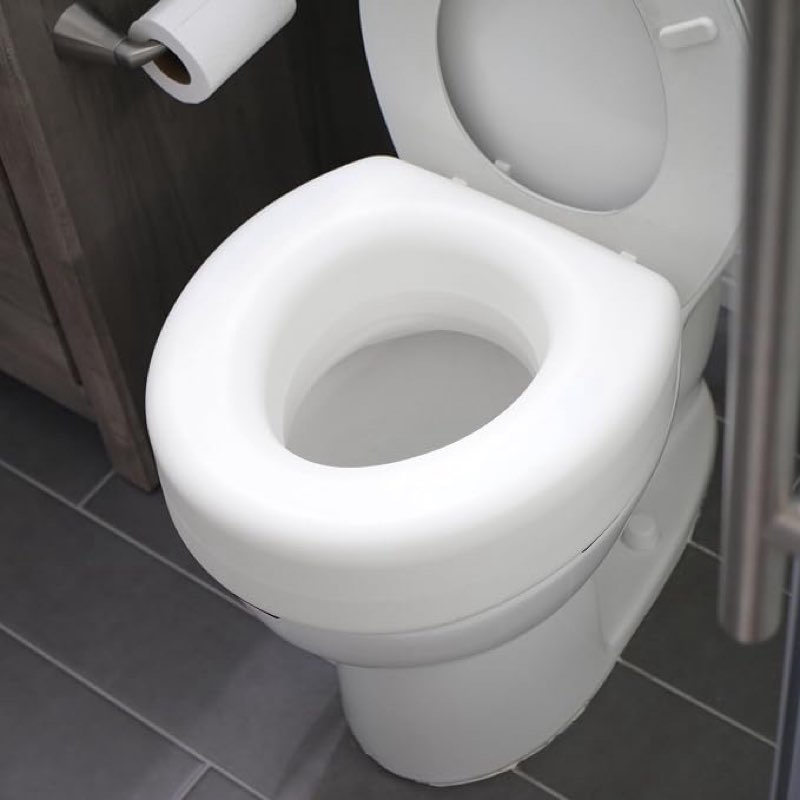 healthsmart enhanced comfort 5" raised (round) toilet seat risers for seniors 5 slip resistant pads 