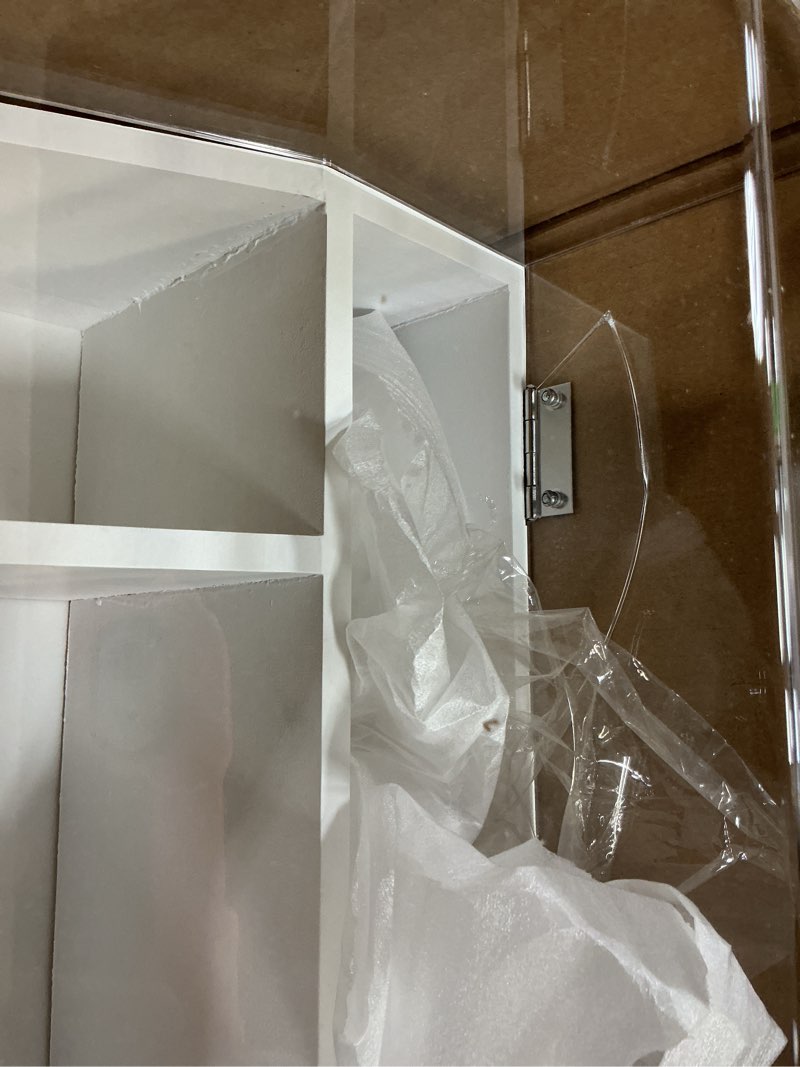 Condition photo showing As Is for wood disposable cutlery organizer with acrylic lid-protects from duct and insects-ideal for parties, kitchen and outdoors. modern