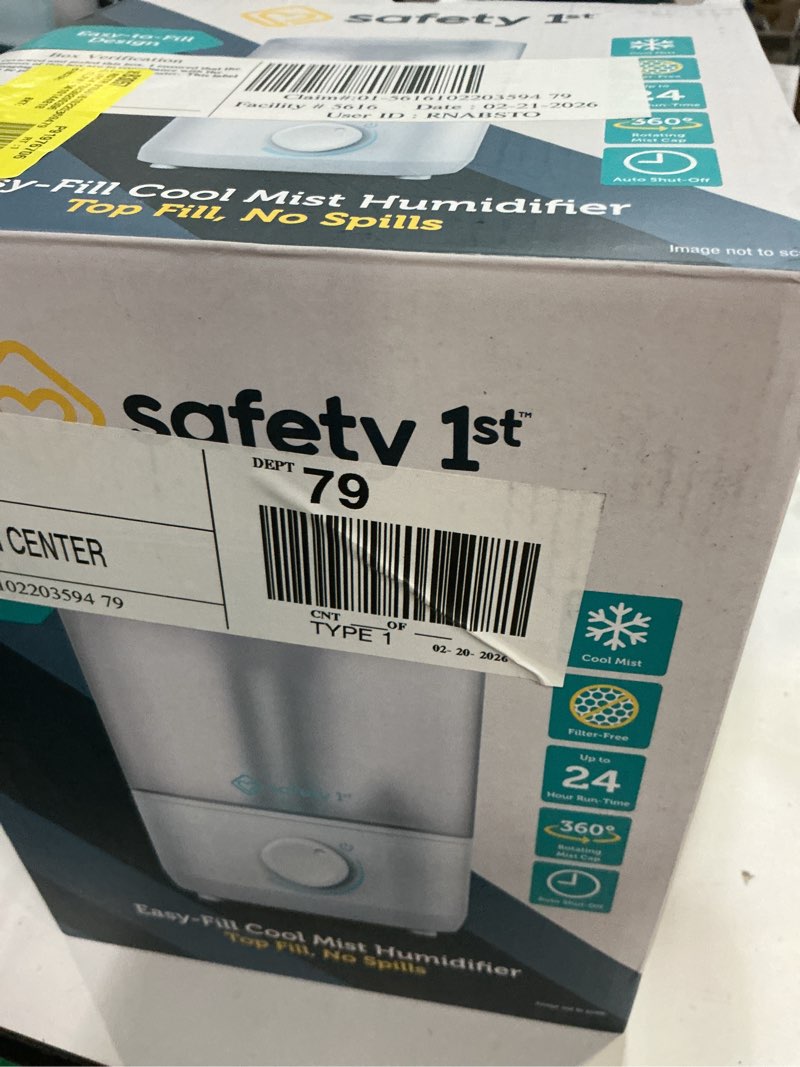 Condition photo showing Good Condition for safety 1st easy-fill cool mist humidifier, white