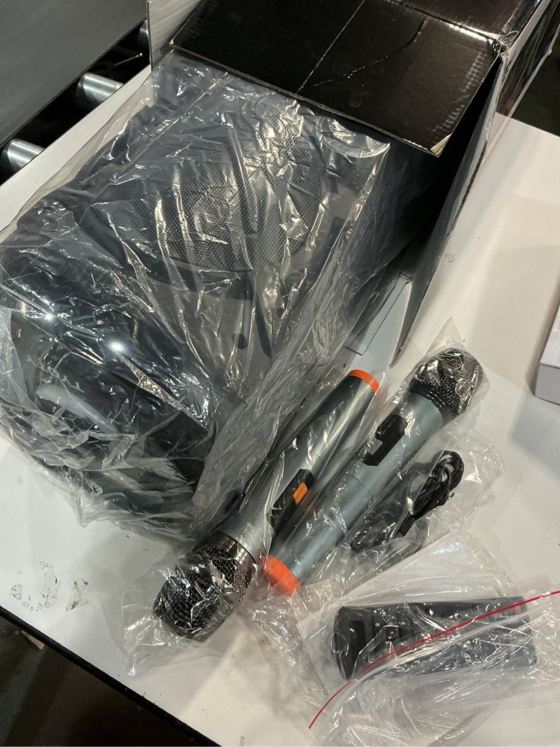 Condition photo showing Good Condition for Karaoke Machine with 2 Wireless Microphones, Portable PA System Big Bluetooth Speaker with LED Lights, Remote Control Support Bass/Treble Adjustment, TF Card/USB, REC for Adult Kids Home Party