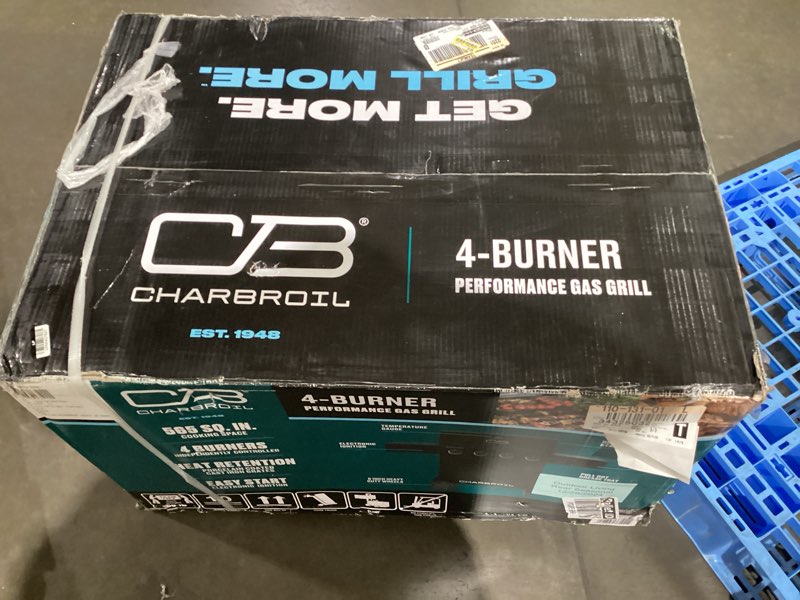 Condition photo showing As Is for charbroil performance series 4 burner liquid propane grill black