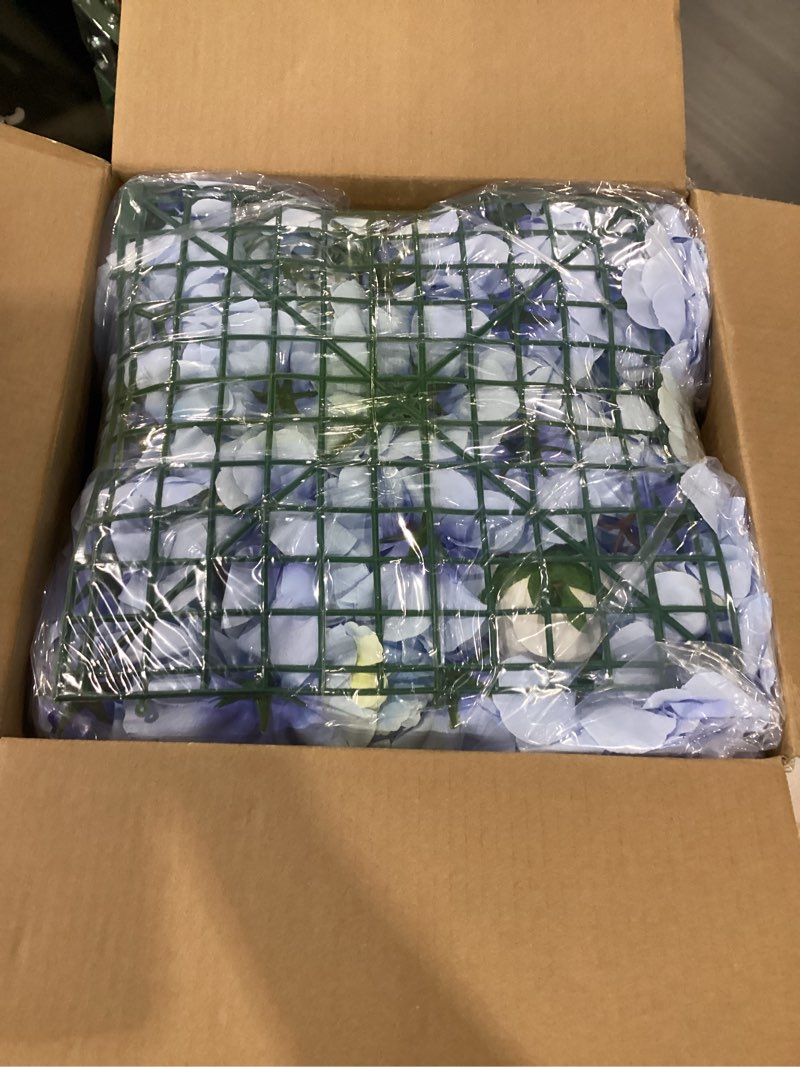 Condition photo showing New/Like New for Silk Flowers Wall Panels for Wedding Backdrop-12packs Blue Artificial Floral Wall Mat 3D Flower Wall Hydrangea Panels Plastic Handmade for Party Event Stage Photography Home Decor Blue -12pcs