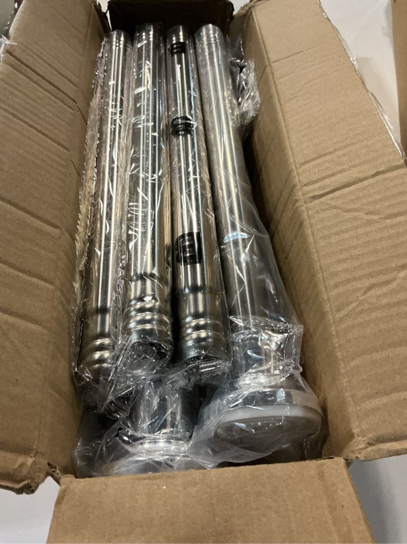 Condition photo showing New/Like New for silver long curtain rodtension shower curtain rods 30 to 88 inch adjustable spring heavy duty rods for bathroom windows outdoor no drill no slip stainless steel silver 30-88“