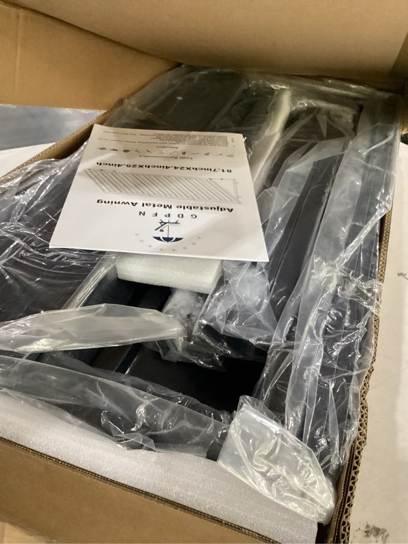 Condition photo showing Good Condition for gdpfn adjustable metal door window awning, 81" w×32" d freely tilt original | all-weather rain,uv & snow protection, 10-level wind resistant, fits any wall, built-in gutter, 300lb capacity, dark gray 81''w dark gray