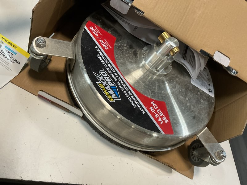 Condition photo showing As Is for surfacemaxx 14.5-in up to 4500 psi rotating surface cleaner for gas pressure washers