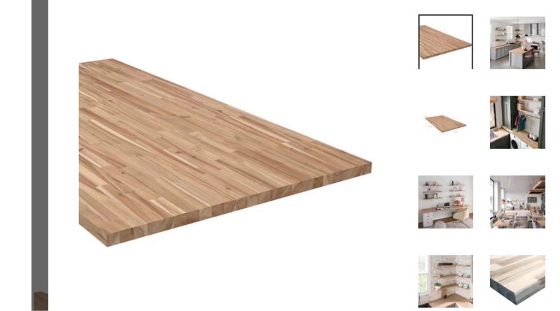 6 ft. l x 39 in. d unfinished acacia solid wood butcher block countertop island with square edge