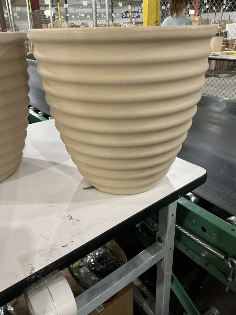Condition photo showing New/Like New for ARBORA 13" Ibiza Polyresin Indoor and Outdoor Planter with Classic Cream Finish - Durable, Weatherproof, Lightweight, Large Plant Pot for Patio, Garden, Deck, Entryway Cream 13" Single