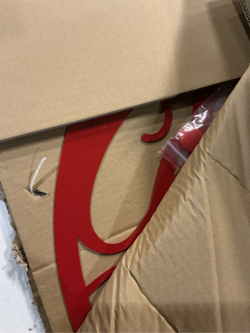 Condition photo showing As Is for Yousoontic 22.8'' Large Christmas Card Holder with 30 Magnets Metal Merry Christmas Wreath Card Display Red Xmas Wall Hanging Photo Display for Holiday Xmas Party Home Wall Window Door Decor