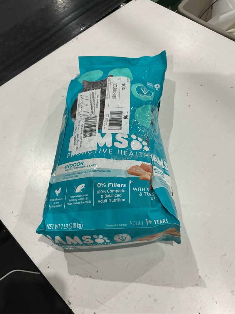Condition photo showing As Is for iams proactive health indoor weight control & hairball care with chicken & turkey adult premium dry cat food - 7lbs