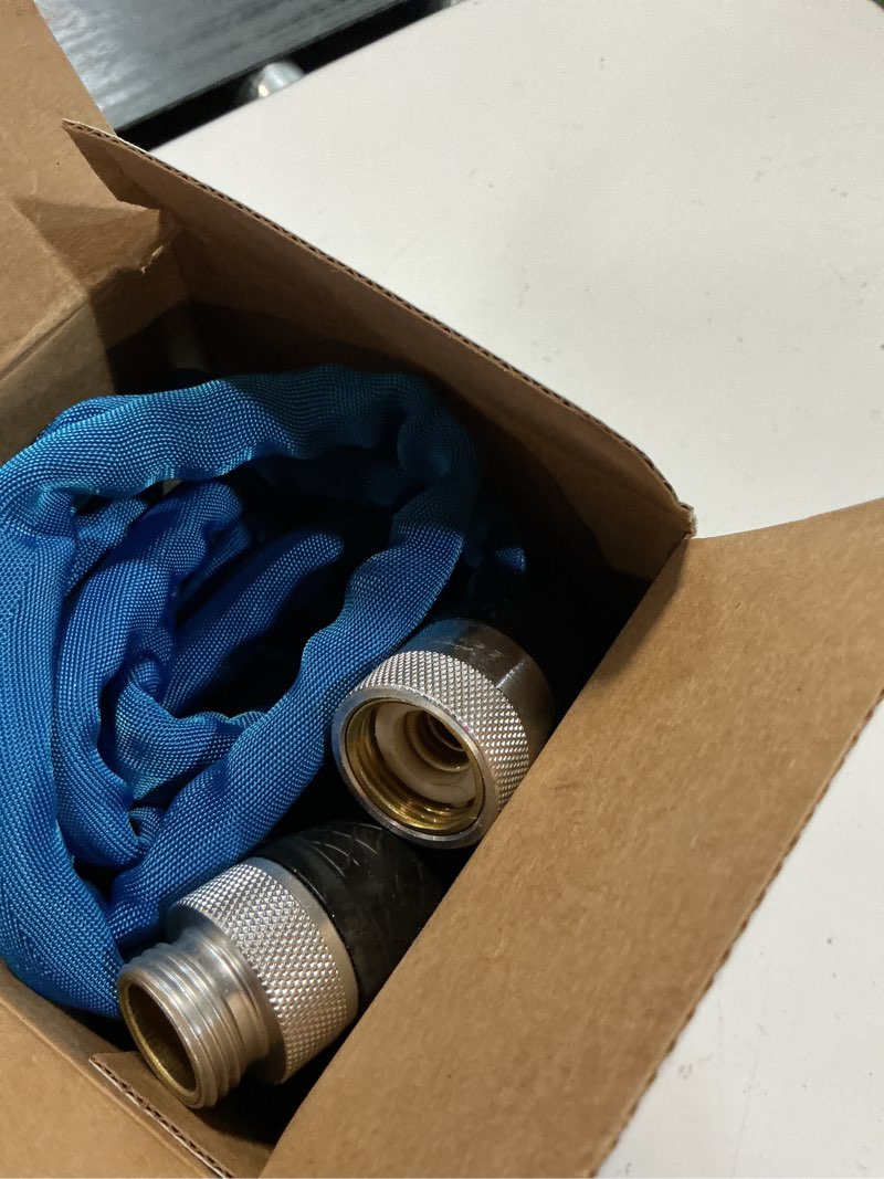 Condition photo showing As Is for project source project source lightweight 1/2-in x 30-ft premium -duty kink free woven blue coiled hose