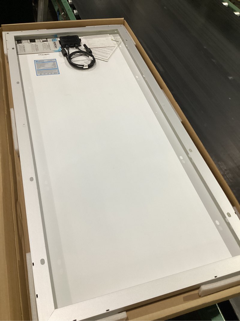 Condition photo showing New/Like New for hqst 100w 12v solar panel, 9bb, 23% high efficiency, grade a+ cells, ip65 | monocrystalline, compact 31.8x 27.5x 1.18 inch, 2400pa wind load, 5400pa snow load, for rv, camping, grid 100w dl