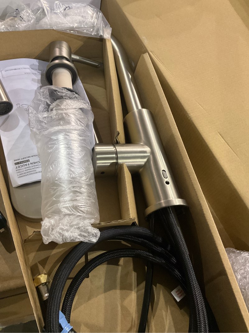 allen + roth harlow simplefit spot free stainless steel single handle deck-mount pull-down kitchen faucet with sprayer