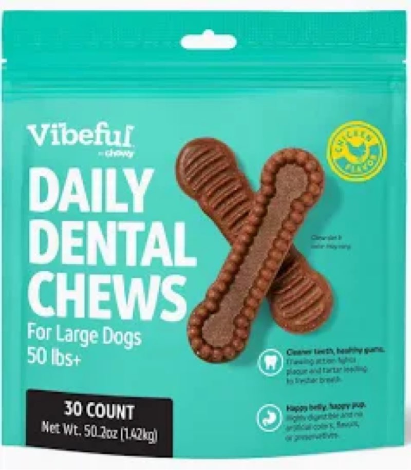 Vibeful Small Daily Dental Chews for Dogs, Cinnamon  Flavor, 30 count ( BBMAR12/2026);